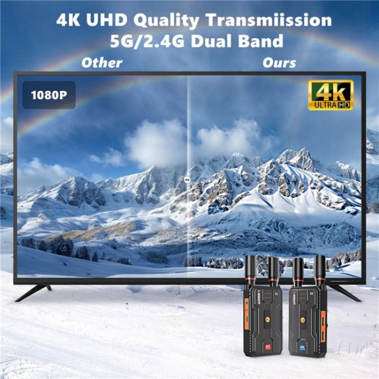 VRRIIS 097PRO Outdoor Live Streaming Audio Video Wireless Transmitter Receiver 4K HD Extender, Plug:US Plug