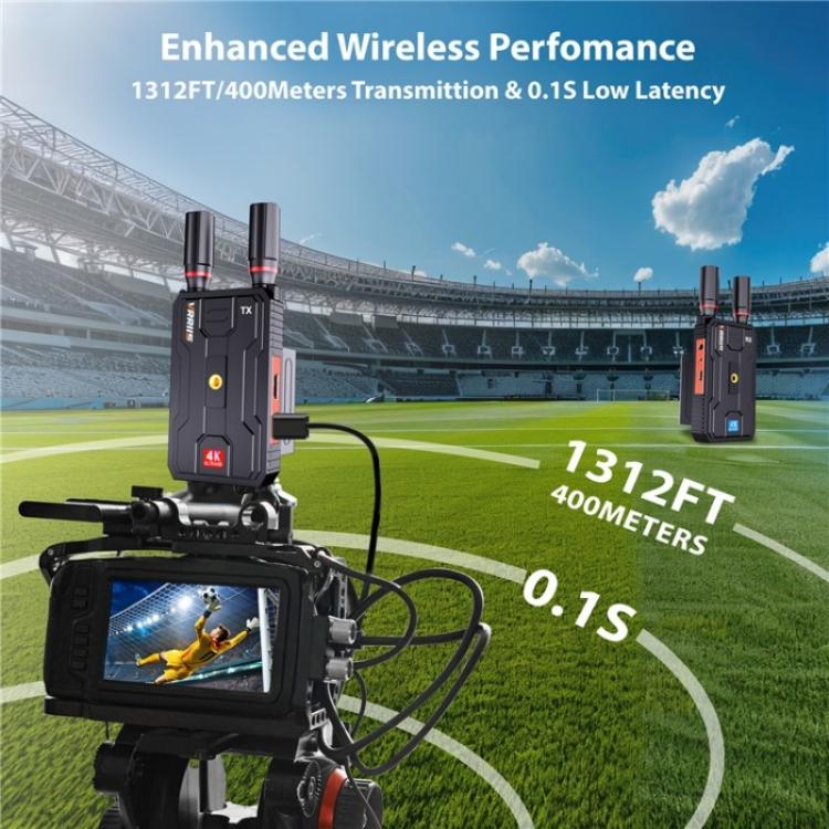 VRRIIS 097PRO Outdoor Live Streaming Audio Video Wireless Transmitter Receiver 4K HD Extender, Plug:US Plug