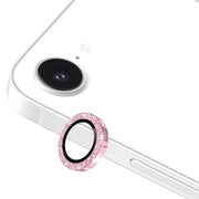 For iPhone 16e ENKAY Hat-Prince Glitter Rear Camera Lens Aluminium Alloy Ring Tempered Glass Film(Pink)