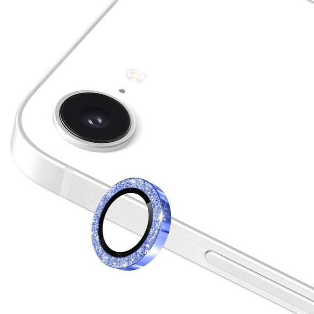 For iPhone 16e ENKAY Hat-Prince Glitter Rear Camera Lens Aluminium Alloy Ring Tempered Glass Film(Blue)