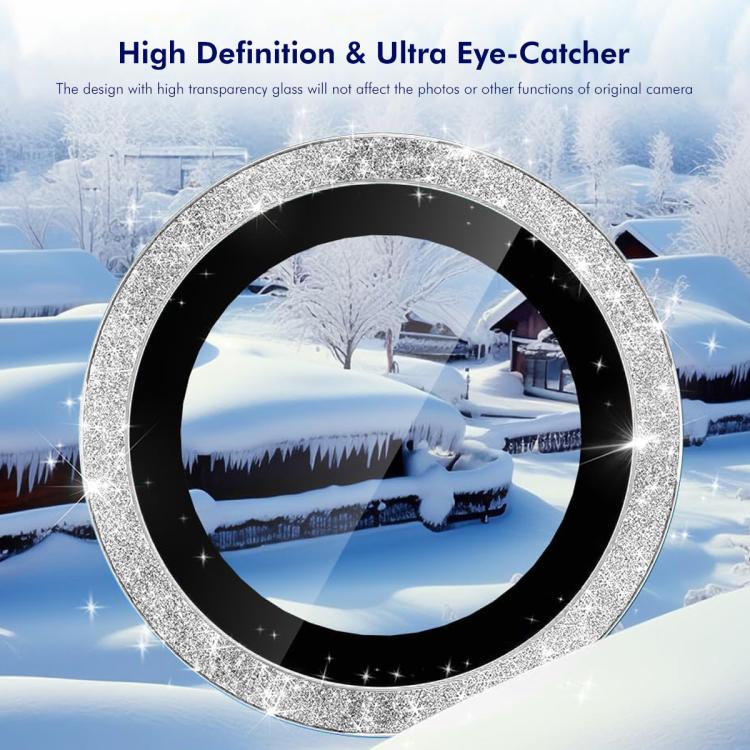 For iPhone 16e ENKAY Hat-Prince Glitter Rear Camera Lens Aluminium Alloy Ring Tempered Glass Film(Silver) - free shipping - PMc TechLife - Order now!