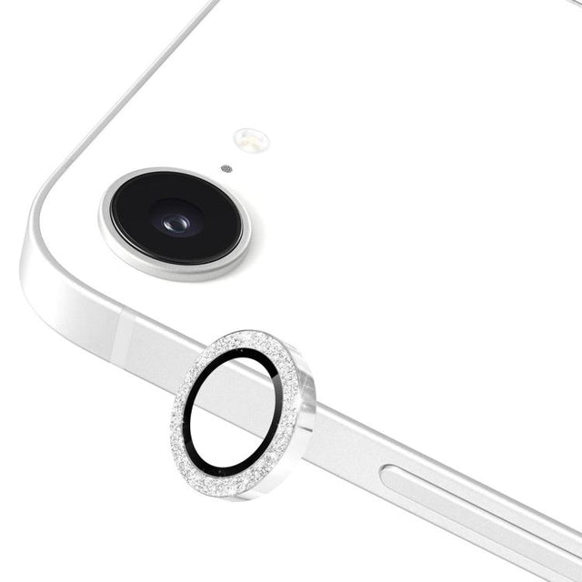 For iPhone 16e ENKAY Hat-Prince Glitter Rear Camera Lens Aluminium Alloy Ring Tempered Glass Film(Silver)