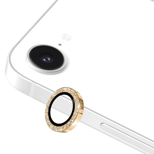 For iPhone 16e ENKAY Hat-Prince Glitter Rear Camera Lens Aluminium Alloy Ring Tempered Glass Film(Golden)