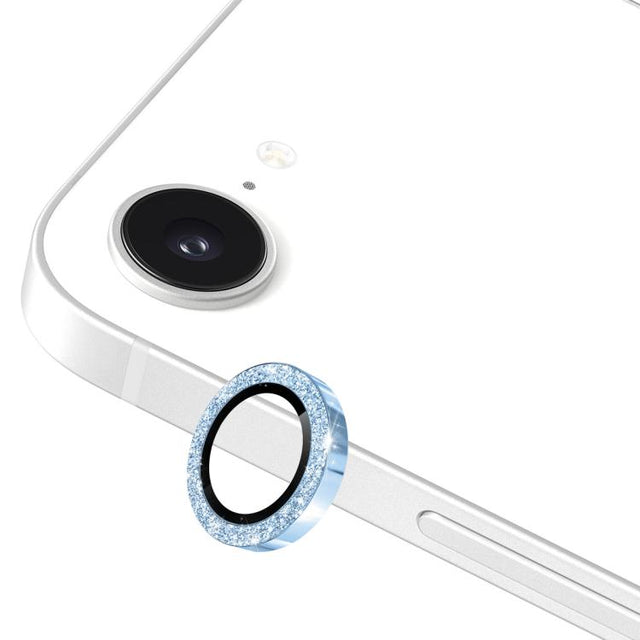 For iPhone 16e ENKAY Hat-Prince Glitter Rear Camera Lens Aluminium Alloy Ring Tempered Glass Film(Sierra Blue)
