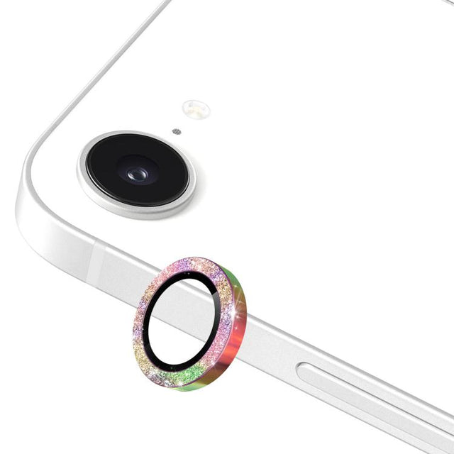 For iPhone 16e ENKAY Hat-Prince Glitter Rear Camera Lens Aluminium Alloy Ring Tempered Glass Film(Colorful)