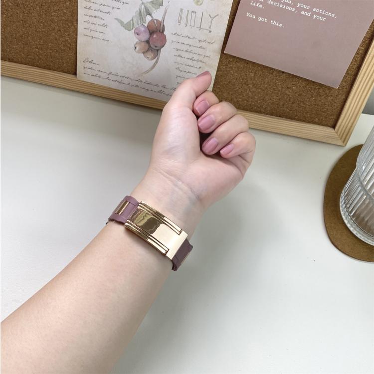 22mm Folding Magnetic Buckle Stainless Steel Rubber Watch Band(Purple+Rose Gold) - free shipping - PMC TechLife - Order now!