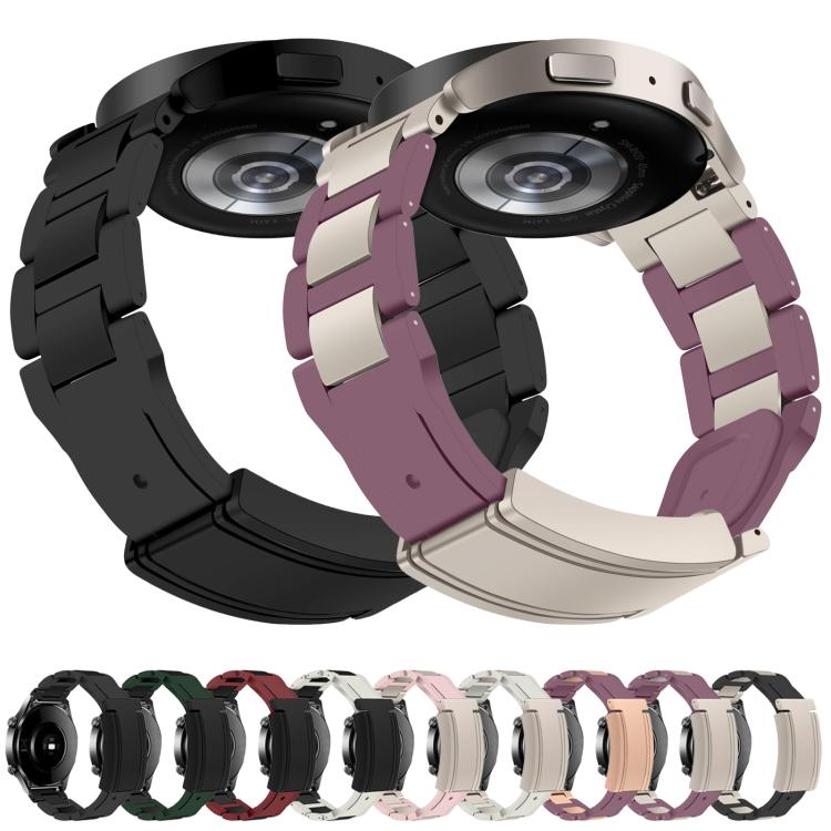 22mm Folding Magnetic Buckle Stainless Steel Rubber Watch Band(Purple+Rose Gold) - free shipping - PMC TechLife - Order now!