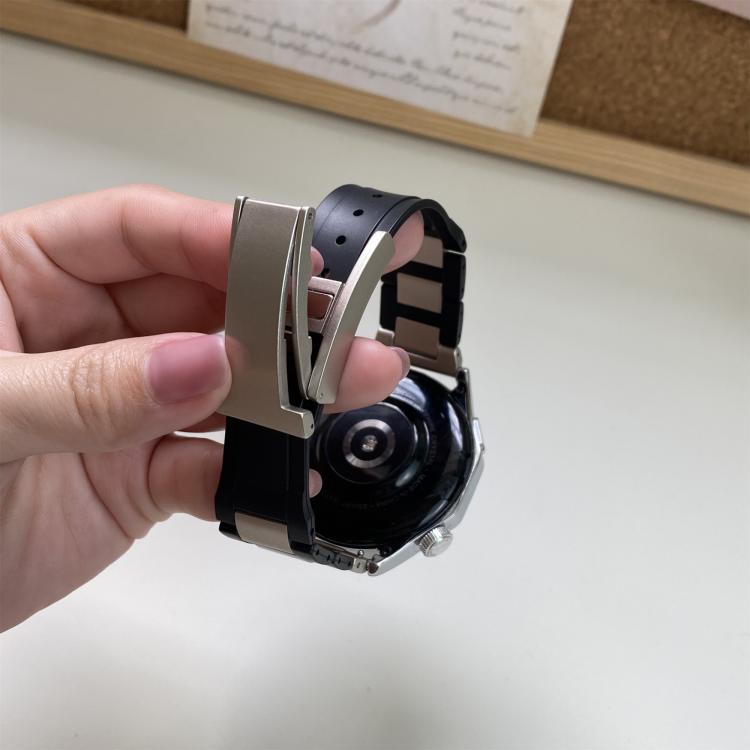 22mm Folding Magnetic Buckle Stainless Steel Rubber Watch Band(Purple+Rose Gold) - free shipping - PMC TechLife - Order now!