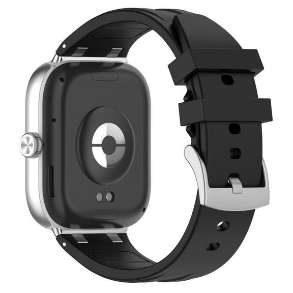 For Redmi Watch 5 / Xiaomi Smart Band 9 Pro Silver Metal Connector Silicone Watch Band(Black)