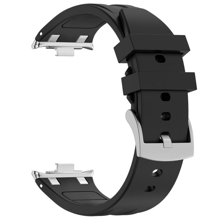 For Redmi Watch 5 / Xiaomi Smart Band 9 Pro Silver Metal Connector Silicone Watch Band(Black)