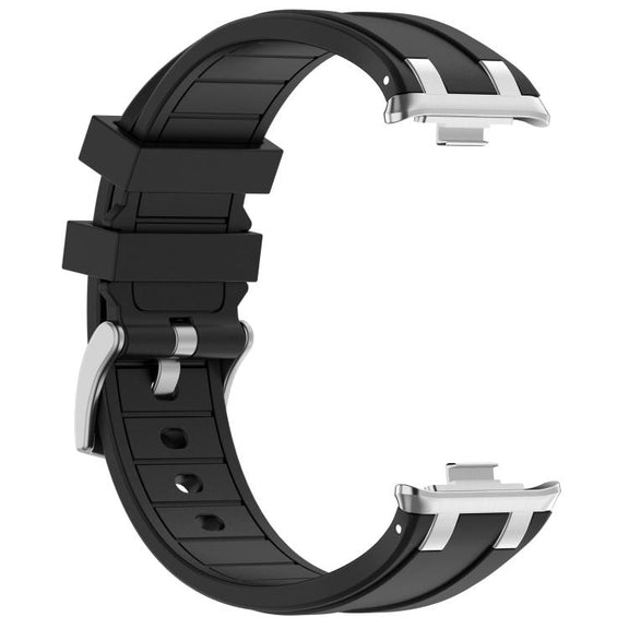 For Redmi Watch 5 / Xiaomi Smart Band 9 Pro Silver Metal Connector Silicone Watch Band(Black)
