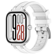 For Redmi Watch 5 / Xiaomi Smart Band 9 Pro Silver Metal Connector Silicone Watch Band(White)