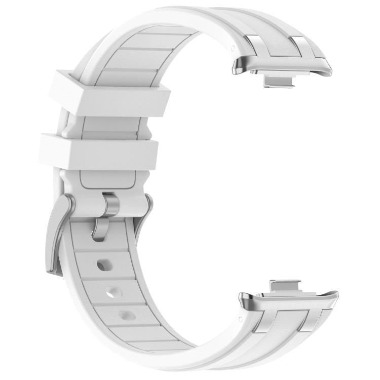 For Redmi Watch 5 / Xiaomi Smart Band 9 Pro Silver Metal Connector Silicone Watch Band(White)