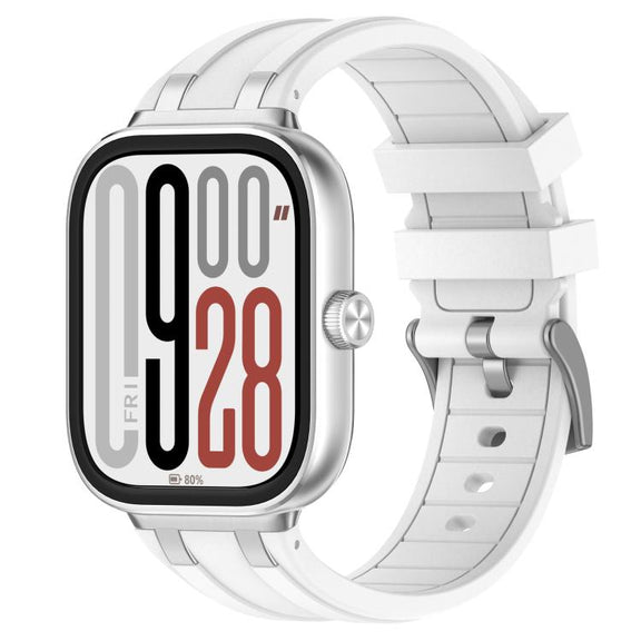 For Redmi Watch 5 / Xiaomi Smart Band 9 Pro Silver Metal Connector Silicone Watch Band(White)