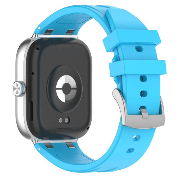 For Redmi Watch 5 / Xiaomi Smart Band 9 Pro Silver Metal Connector Silicone Watch Band(Sky Blue)