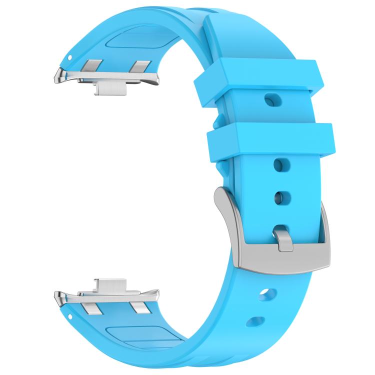 For Redmi Watch 5 / Xiaomi Smart Band 9 Pro Silver Metal Connector Silicone Watch Band(Sky Blue)