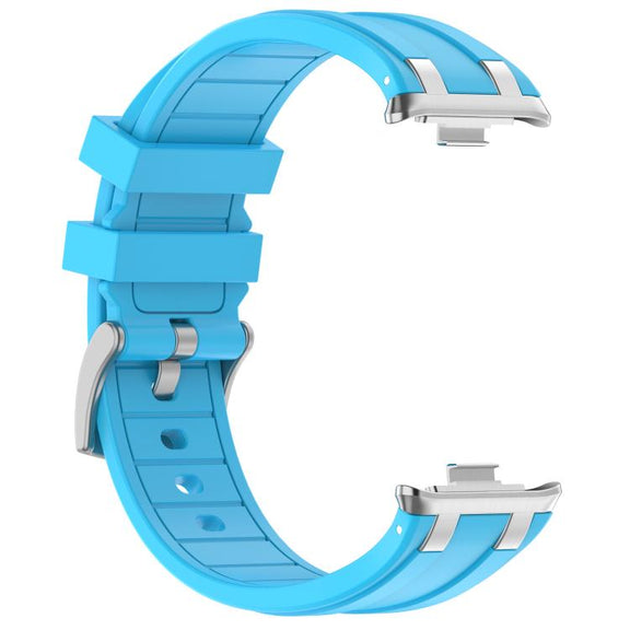 For Redmi Watch 5 / Xiaomi Smart Band 9 Pro Silver Metal Connector Silicone Watch Band(Sky Blue)