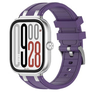 For Redmi Watch 5 / Xiaomi Smart Band 9 Pro Silver Metal Connector Silicone Watch Band(Purple)