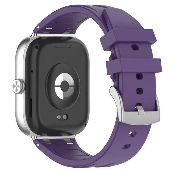 For Redmi Watch 5 / Xiaomi Smart Band 9 Pro Silver Metal Connector Silicone Watch Band(Purple)