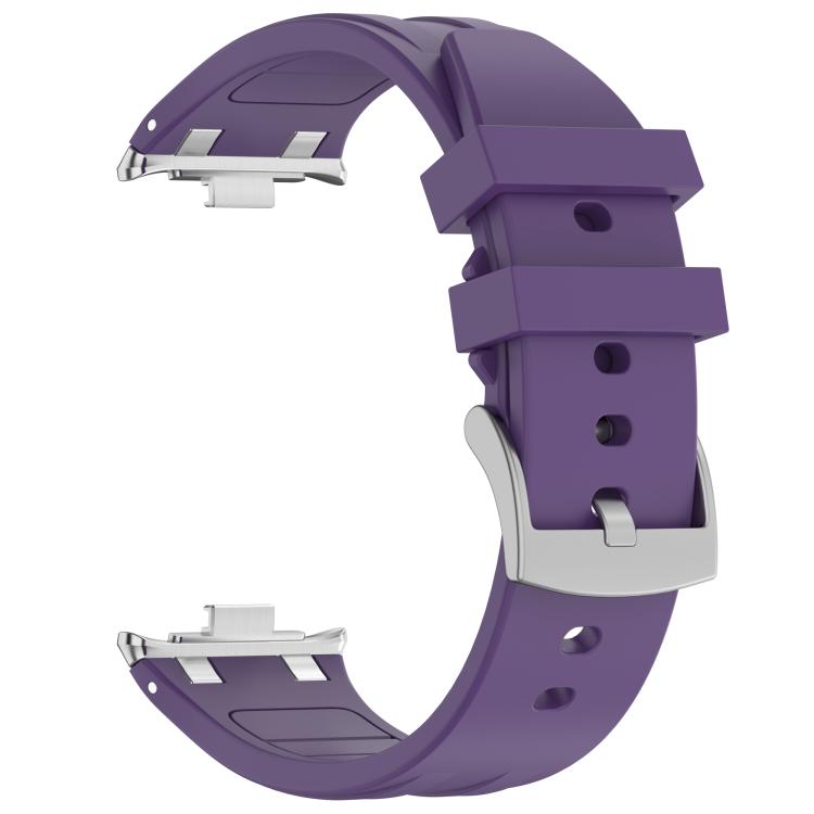 For Redmi Watch 5 / Xiaomi Smart Band 9 Pro Silver Metal Connector Silicone Watch Band(Purple)