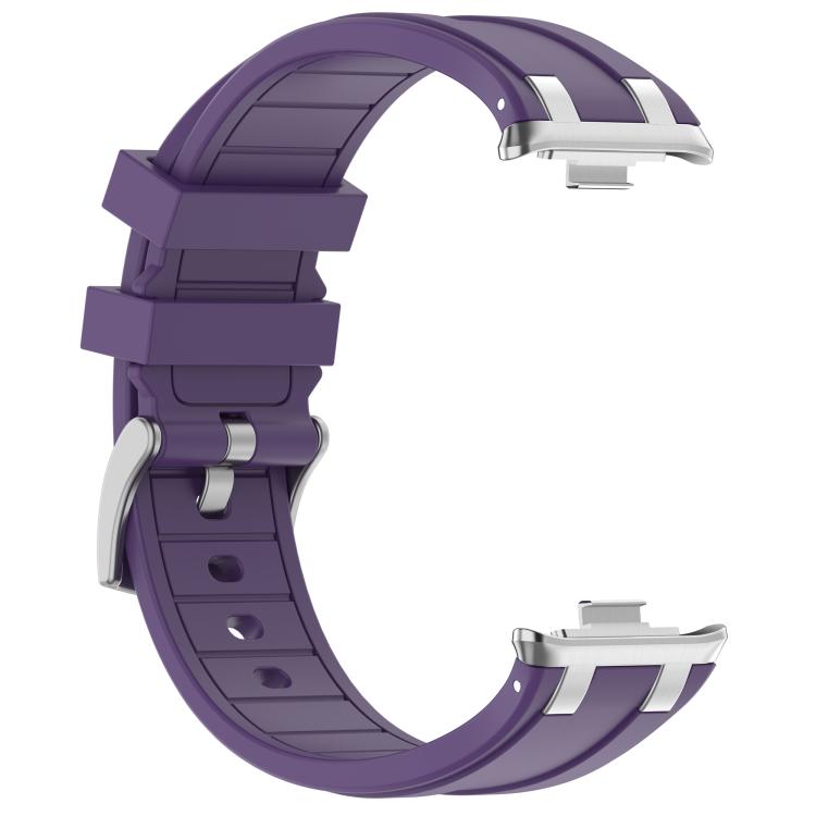 For Redmi Watch 5 / Xiaomi Smart Band 9 Pro Silver Metal Connector Silicone Watch Band(Purple)