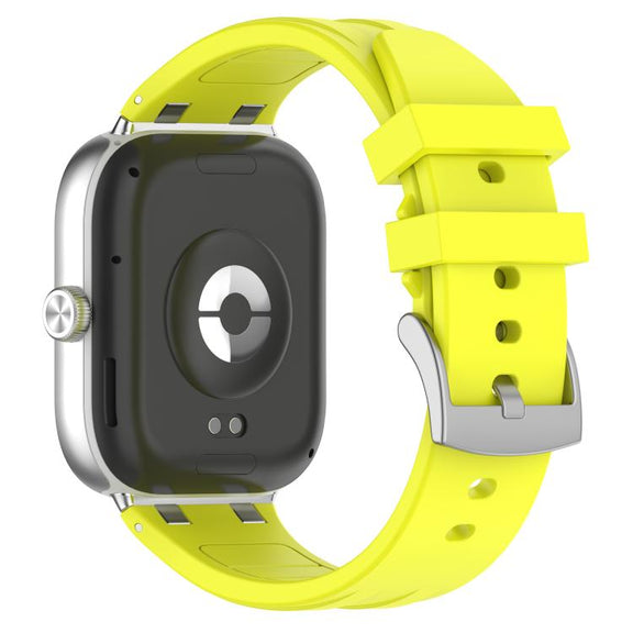 For Redmi Watch 5 / Xiaomi Smart Band 9 Pro Silver Metal Connector Silicone Watch Band(Yellow)