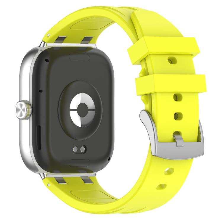 For Redmi Watch 5 / Xiaomi Smart Band 9 Pro Silver Metal Connector Silicone Watch Band(Yellow)