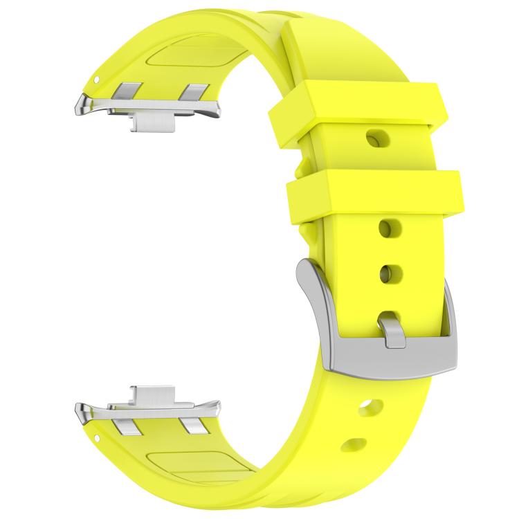 For Redmi Watch 5 / Xiaomi Smart Band 9 Pro Silver Metal Connector Silicone Watch Band(Yellow)