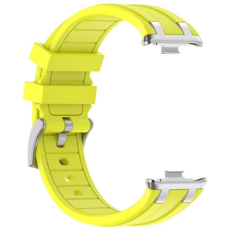 For Redmi Watch 5 / Xiaomi Smart Band 9 Pro Silver Metal Connector Silicone Watch Band(Yellow)