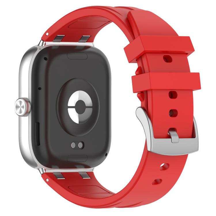 For Redmi Watch 5 / Xiaomi Smart Band 9 Pro Silver Metal Connector Silicone Watch Band(Red) - free shipping - PMC TechLife - Order now!