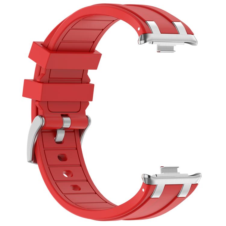 For Redmi Watch 5 / Xiaomi Smart Band 9 Pro Silver Metal Connector Silicone Watch Band(Red) - free shipping - PMC TechLife - Order now!