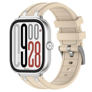For Redmi Watch 5 / Xiaomi Smart Band 9 Pro Silver Metal Connector Silicone Watch Band(Starlight)