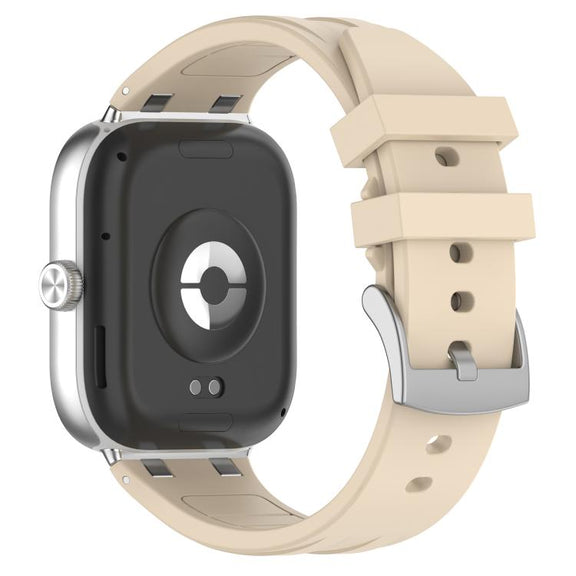For Redmi Watch 5 / Xiaomi Smart Band 9 Pro Silver Metal Connector Silicone Watch Band(Starlight)