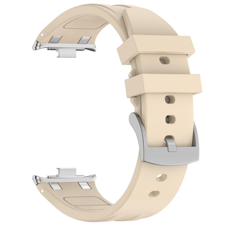 For Redmi Watch 5 / Xiaomi Smart Band 9 Pro Silver Metal Connector Silicone Watch Band(Starlight)