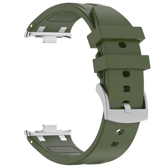 For Redmi Watch 5 / Xiaomi Smart Band 9 Pro Silver Metal Connector Silicone Watch Band(Olive Green)