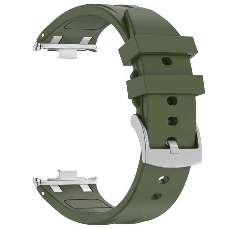 For Redmi Watch 5 / Xiaomi Smart Band 9 Pro Silver Metal Connector Silicone Watch Band(Olive Green)