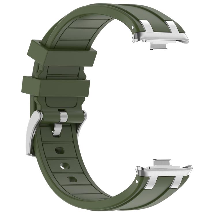 For Redmi Watch 5 / Xiaomi Smart Band 9 Pro Silver Metal Connector Silicone Watch Band(Olive Green)