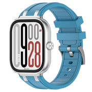 For Redmi Watch 5 / Xiaomi Smart Band 9 Pro Silver Metal Connector Silicone Watch Band(Sea Blue)