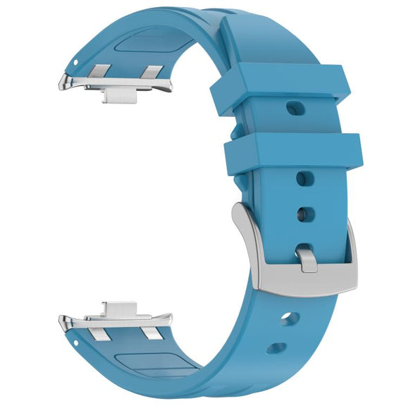 For Redmi Watch 5 / Xiaomi Smart Band 9 Pro Silver Metal Connector Silicone Watch Band(Sea Blue)
