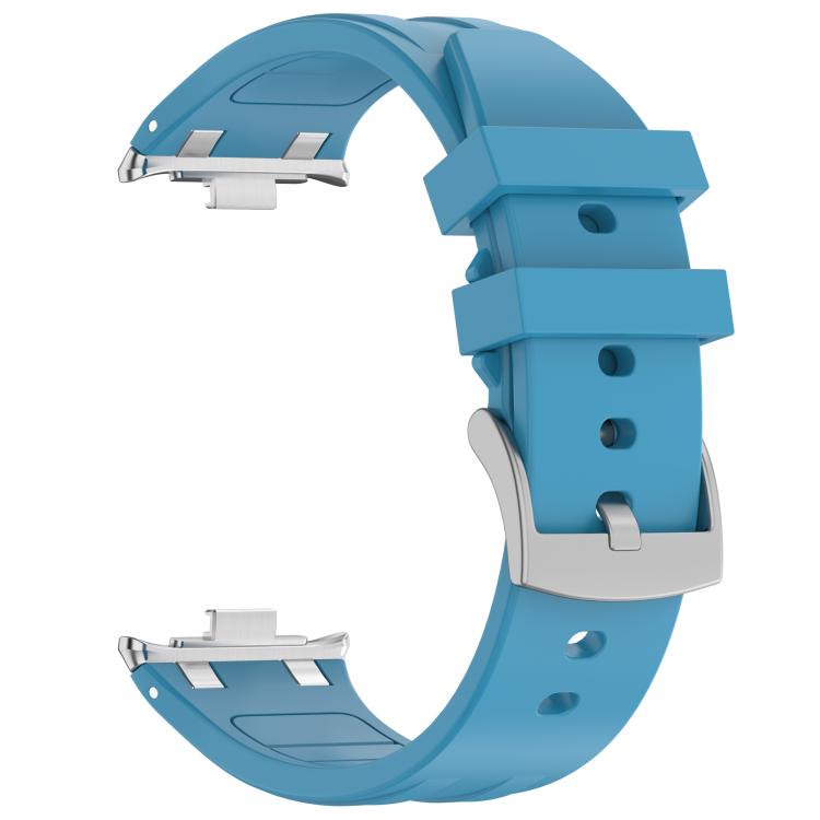 For Redmi Watch 5 / Xiaomi Smart Band 9 Pro Silver Metal Connector Silicone Watch Band(Sea Blue)