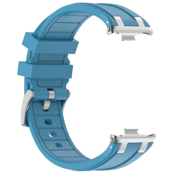 For Redmi Watch 5 / Xiaomi Smart Band 9 Pro Silver Metal Connector Silicone Watch Band(Sea Blue)