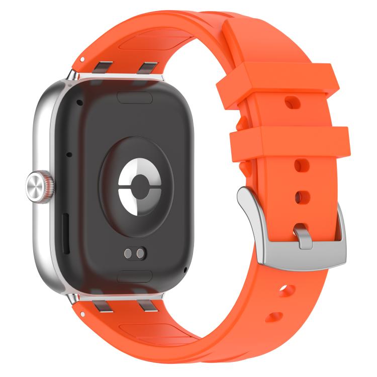For Redmi Watch 5 / Xiaomi Smart Band 9 Pro Silver Metal Connector Silicone Watch Band(Orange)