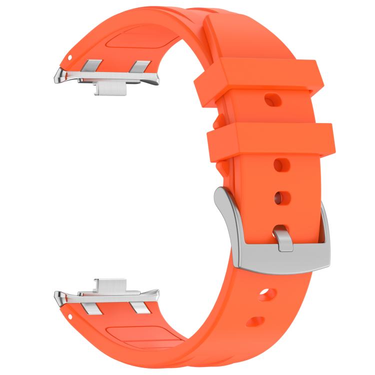 For Redmi Watch 5 / Xiaomi Smart Band 9 Pro Silver Metal Connector Silicone Watch Band(Orange) - free shipping - PMC TechLife - Order now!