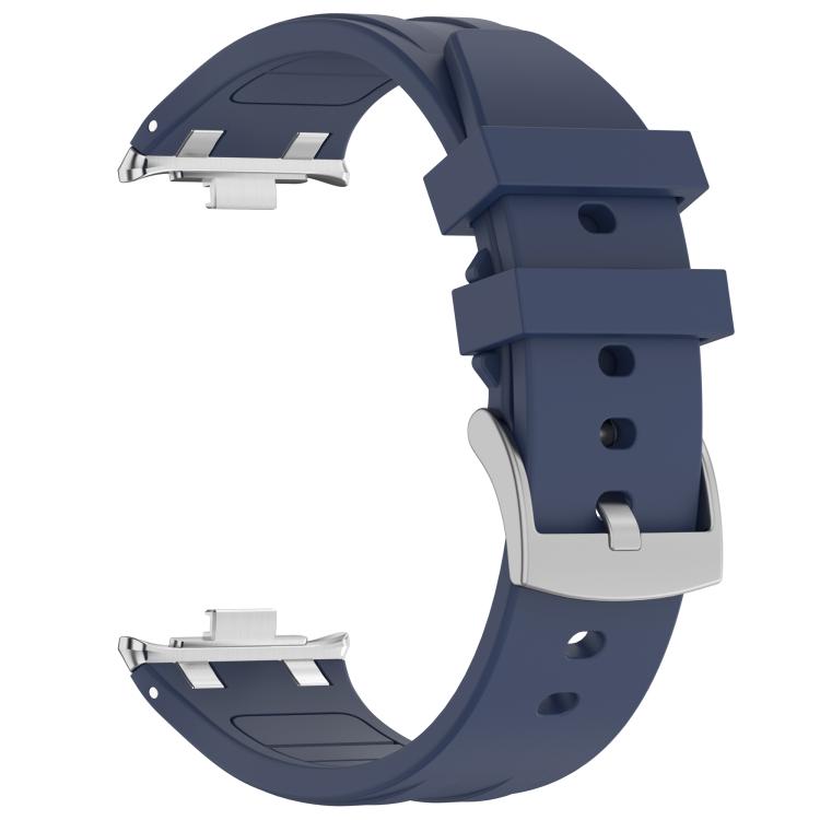 For Redmi Watch 5 / Xiaomi Smart Band 9 Pro Silver Metal Connector Silicone Watch Band(Navy Blue)