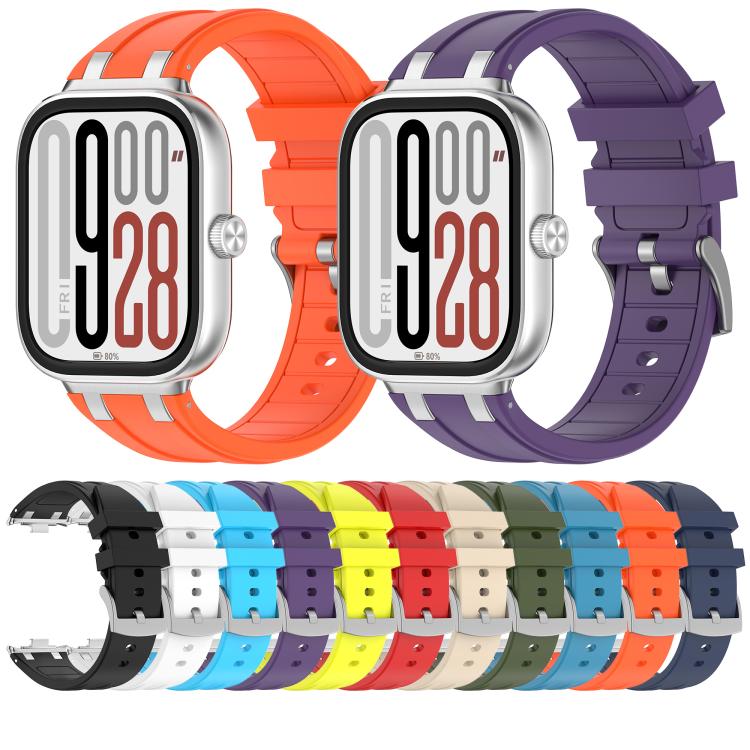 For Redmi Watch 5 / Xiaomi Smart Band 9 Pro Silver Metal Connector Silicone Watch Band(Sky Blue)