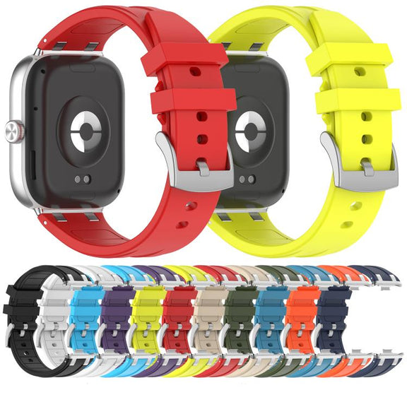 For Redmi Watch 5 / Xiaomi Smart Band 9 Pro Silver Metal Connector Silicone Watch Band(Red)
