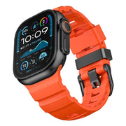 For Apple Watch 46mm / 49mm / 45mm / 44mm Black Buckle Field Path Fluororubber Watch Band(Orange)