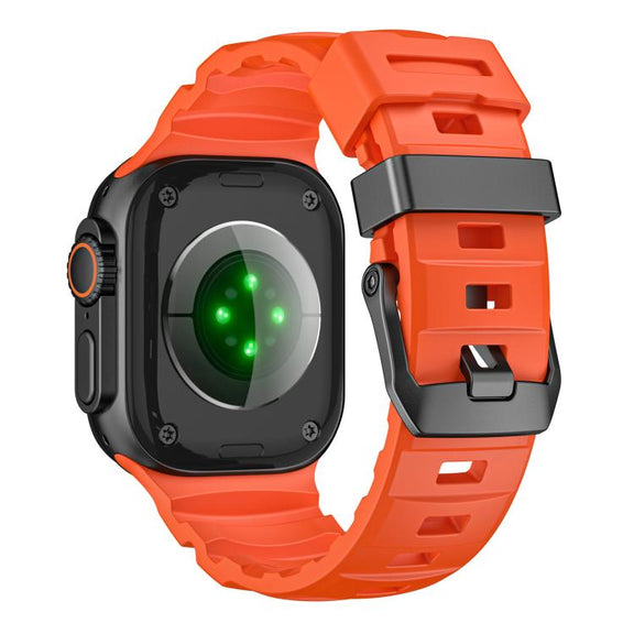 For Apple Watch 46mm / 49mm / 45mm / 44mm Black Buckle Field Path Fluororubber Watch Band(Orange)