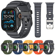 For Apple Watch 46mm / 49mm / 45mm / 44mm Black Buckle Field Path Fluororubber Watch Band(Orange)
