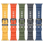 For Apple Watch 46mm / 49mm / 45mm / 44mm Black Buckle Field Path Fluororubber Watch Band(Orange)